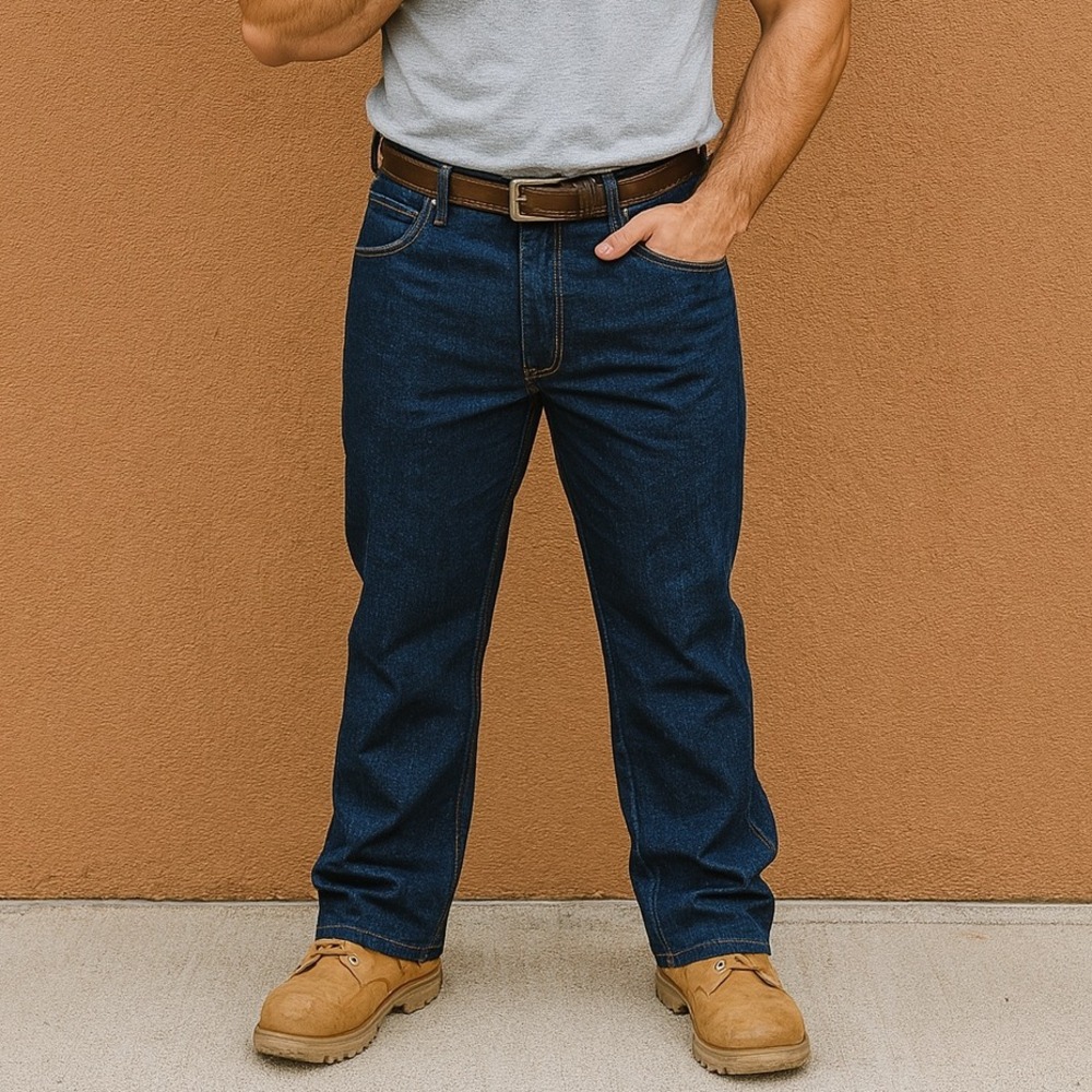 Vintage Rustler 87620 Jeans 42x32 Dark Wash Denim USA Made Classic Fit Workwear